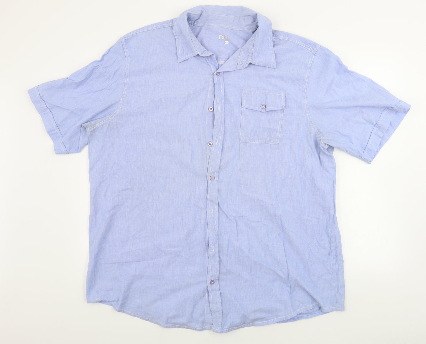 F&F  Mens Blue Striped   Button-Up Size 3XL