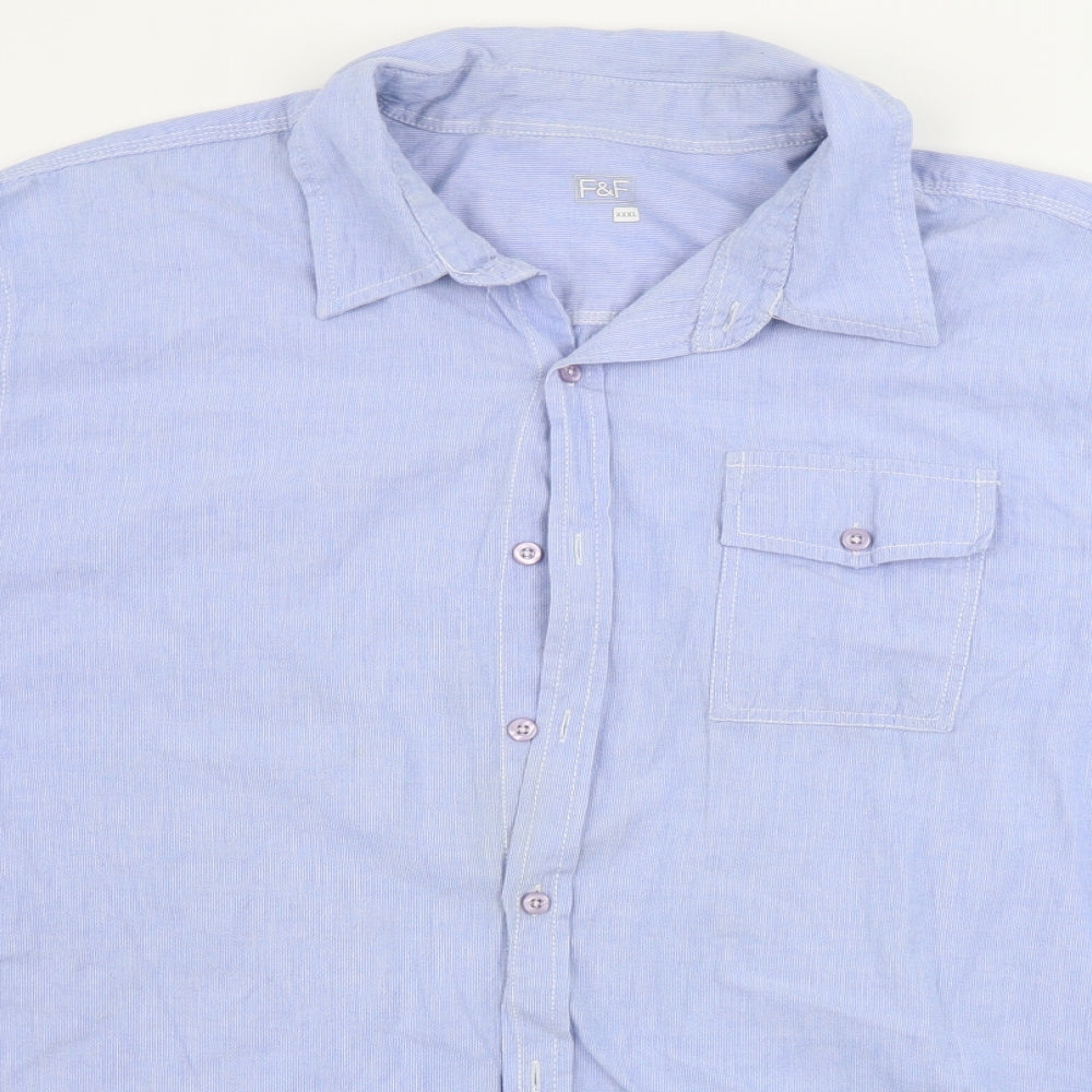 F&F  Mens Blue Striped   Button-Up Size 3XL