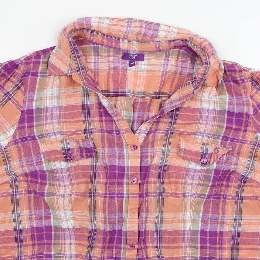 F&F  Womens Pink Check  Basic Button-Up Size 26