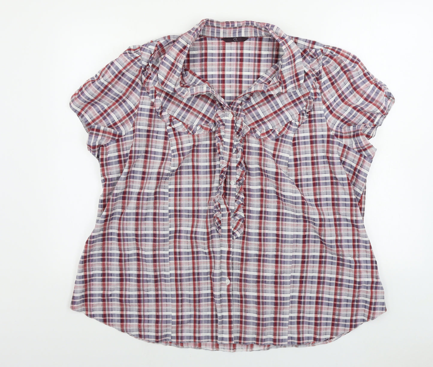 Evans  Womens Red Check  Basic Button-Up Size 26