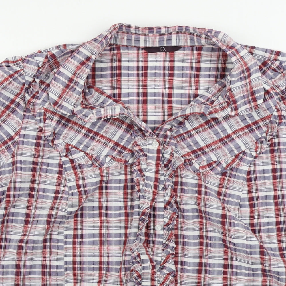Evans  Womens Red Check  Basic Button-Up Size 26
