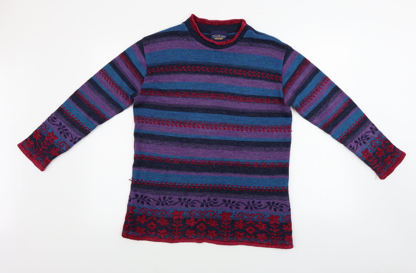 The Sweater SHOP  Womens Purple Striped  Pullover Jumper Size S