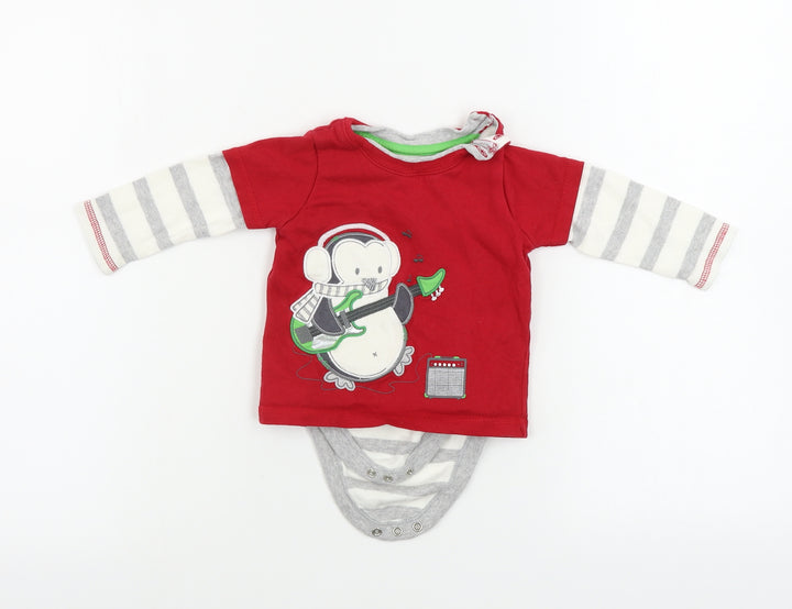 George Boys Red Striped Babygrow One-Piece Size 6-9 Months