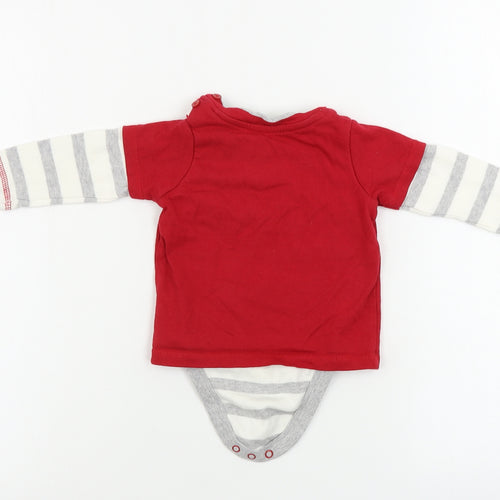 George  Boys Red Striped  Babygrow One-Piece Size 6-9 Months