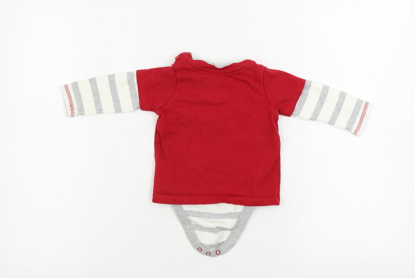 George  Boys Red Striped  Babygrow One-Piece Size 6-9 Months