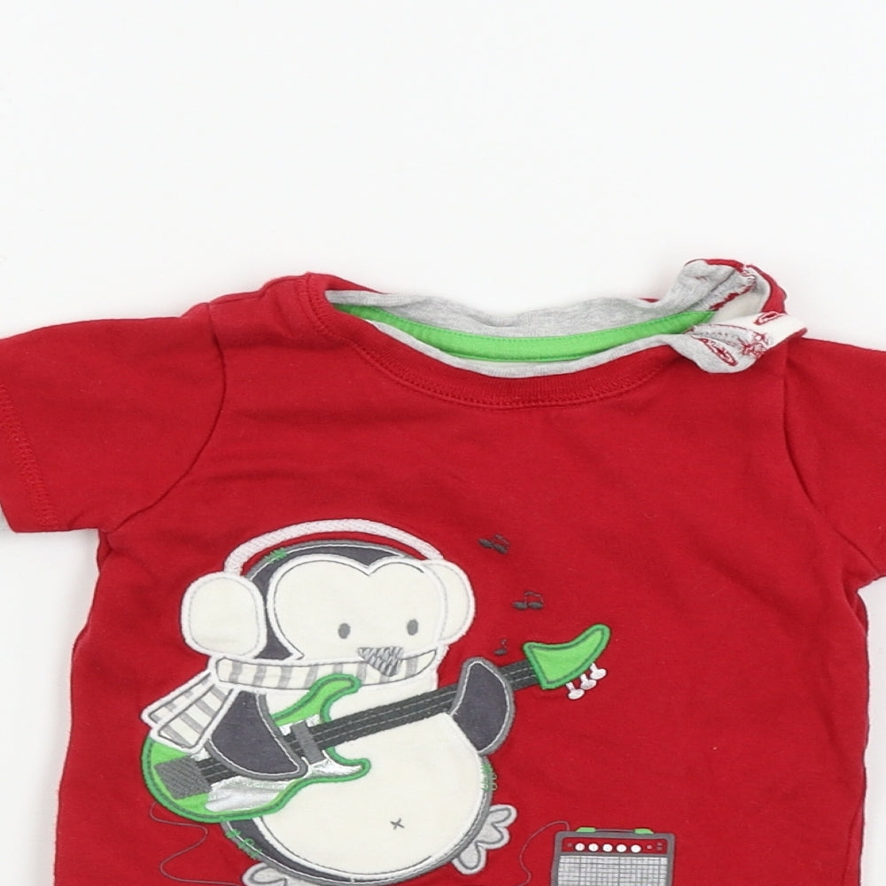 George  Boys Red Striped  Babygrow One-Piece Size 6-9 Months