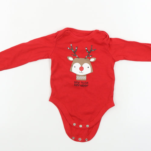 F&F  Boys Red   Babygrow One-Piece Size 6-9 Months  - Christmas babygrow