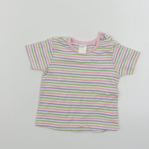 eddie Girls White Striped  Basic T-Shirt Size 9-12 Months