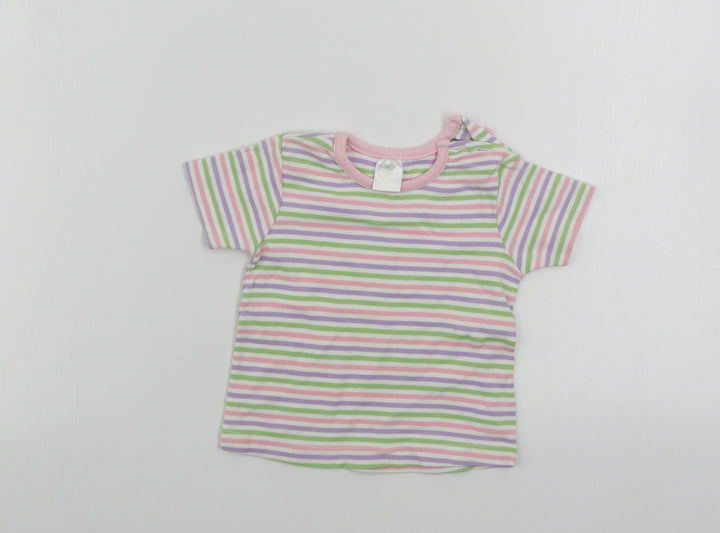 eddie Girls White Striped Basic T-Shirt Size 9-12 Months