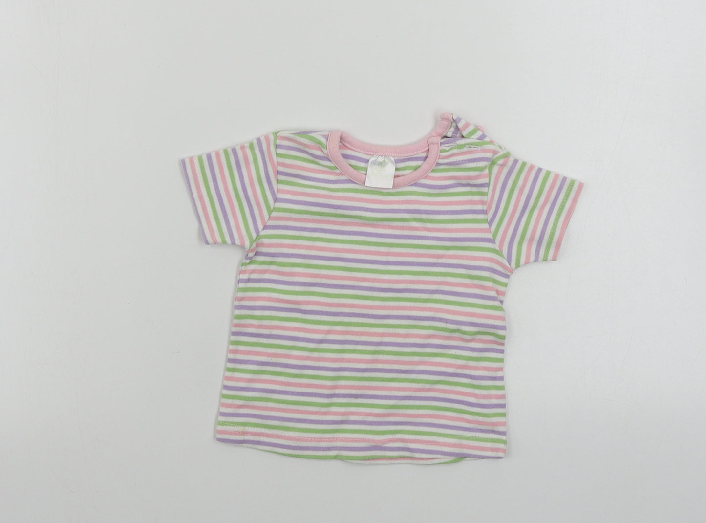 eddie Girls White Striped  Basic T-Shirt Size 9-12 Months