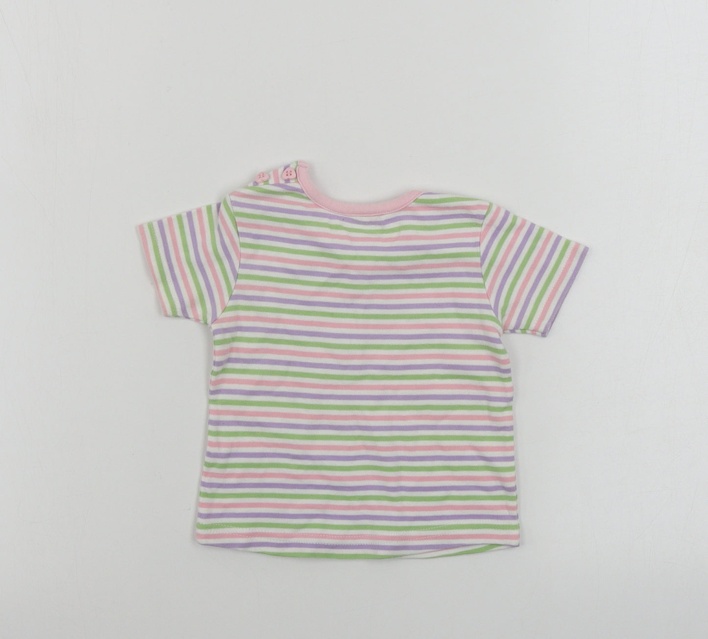 eddie Girls White Striped  Basic T-Shirt Size 9-12 Months