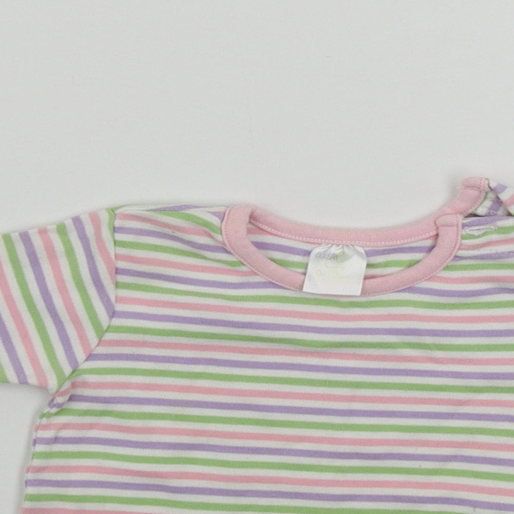eddie Girls White Striped  Basic T-Shirt Size 9-12 Months