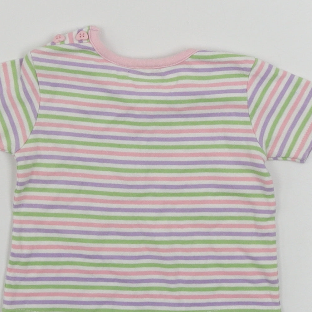 eddie Girls White Striped  Basic T-Shirt Size 9-12 Months