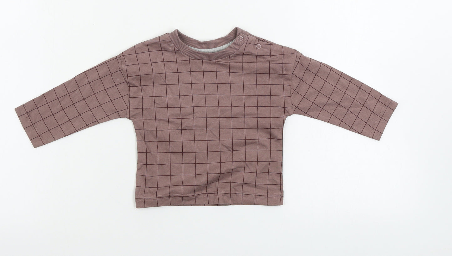 Nutmeg  Boys Brown Check  Basic T-Shirt Size 3-6 Months