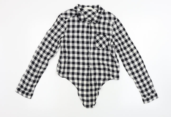 H&M Girls White Check Basic Button-Up Size 13-14 Years