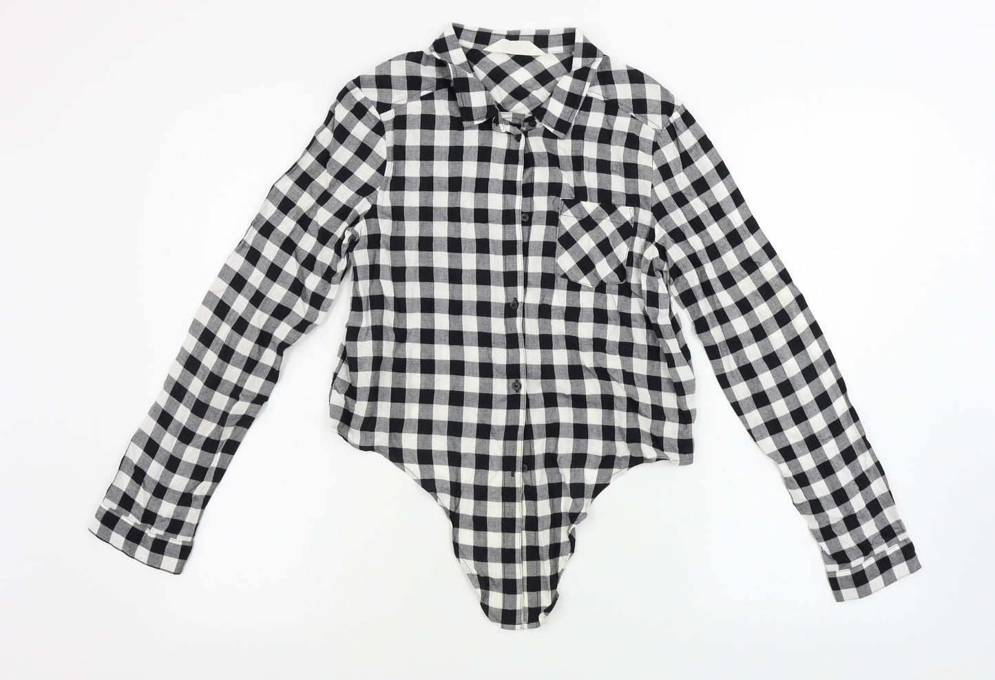 H&M  Girls White Check  Basic Button-Up Size 13-14 Years