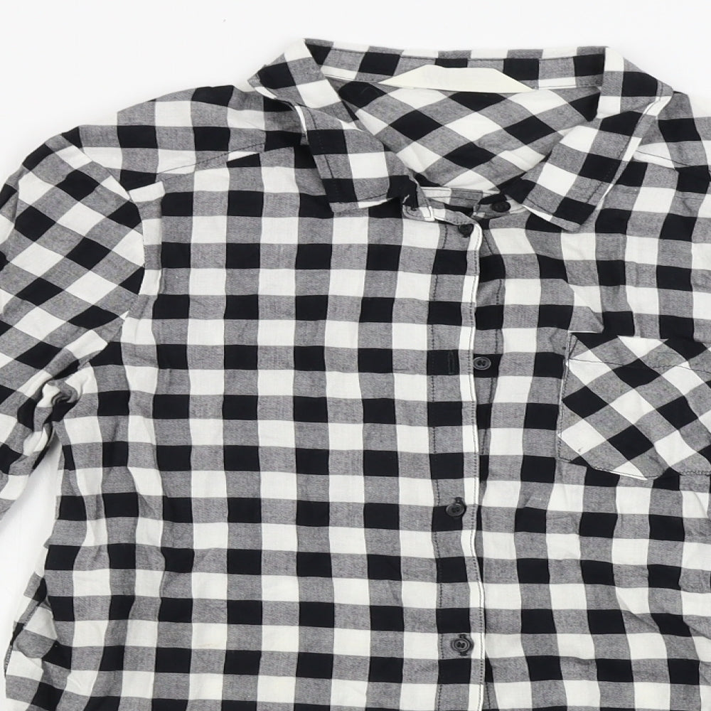H&M  Girls White Check  Basic Button-Up Size 13-14 Years