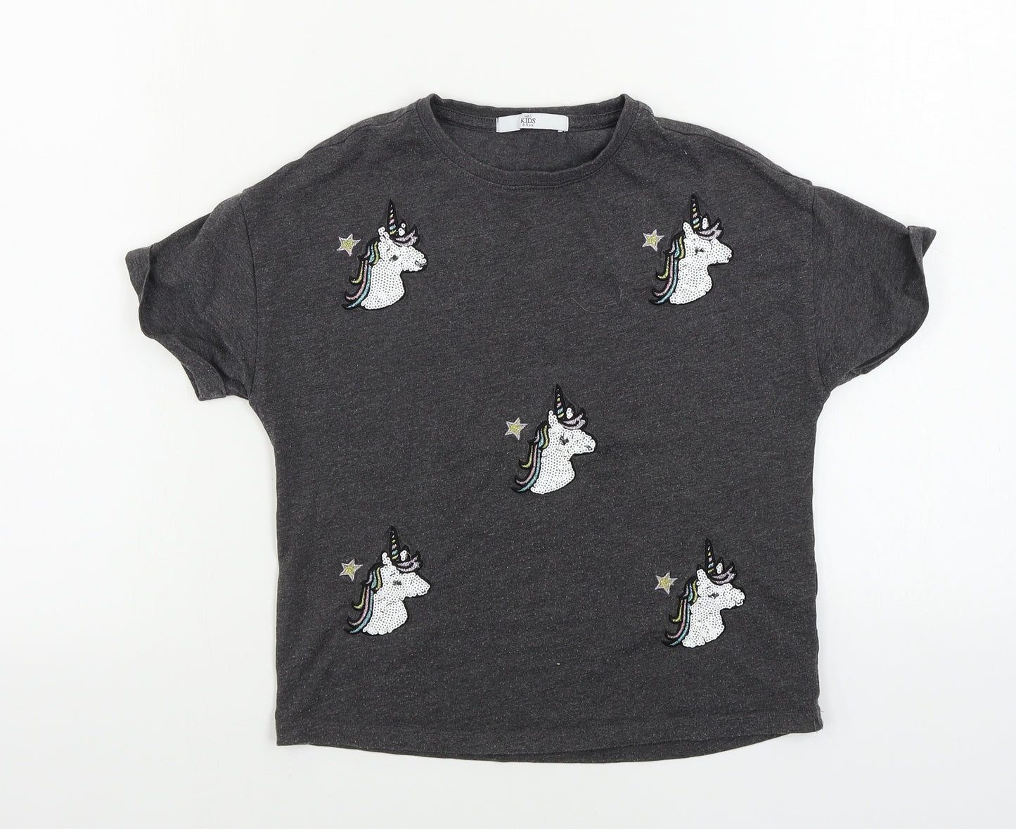 Marks and Spencer  Girls Grey   Basic T-Shirt Size 8-9 Years