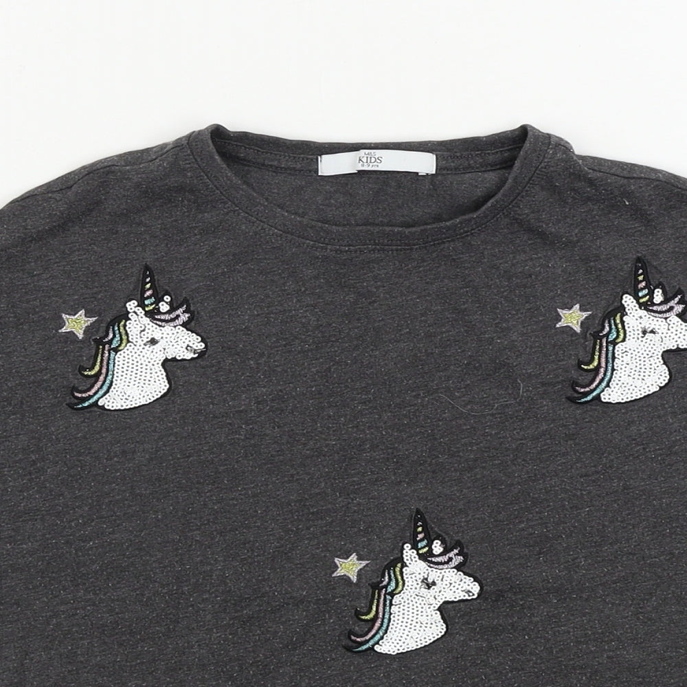 Marks and Spencer  Girls Grey   Basic T-Shirt Size 8-9 Years
