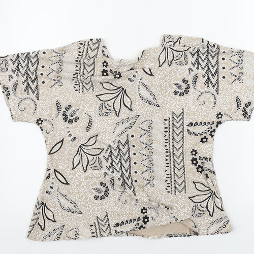 Saloos  Womens Beige Floral  Basic T-Shirt Size L