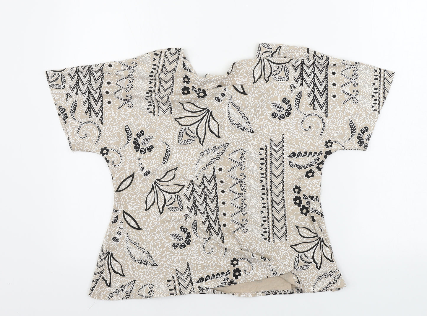 Saloos  Womens Beige Floral  Basic T-Shirt Size L