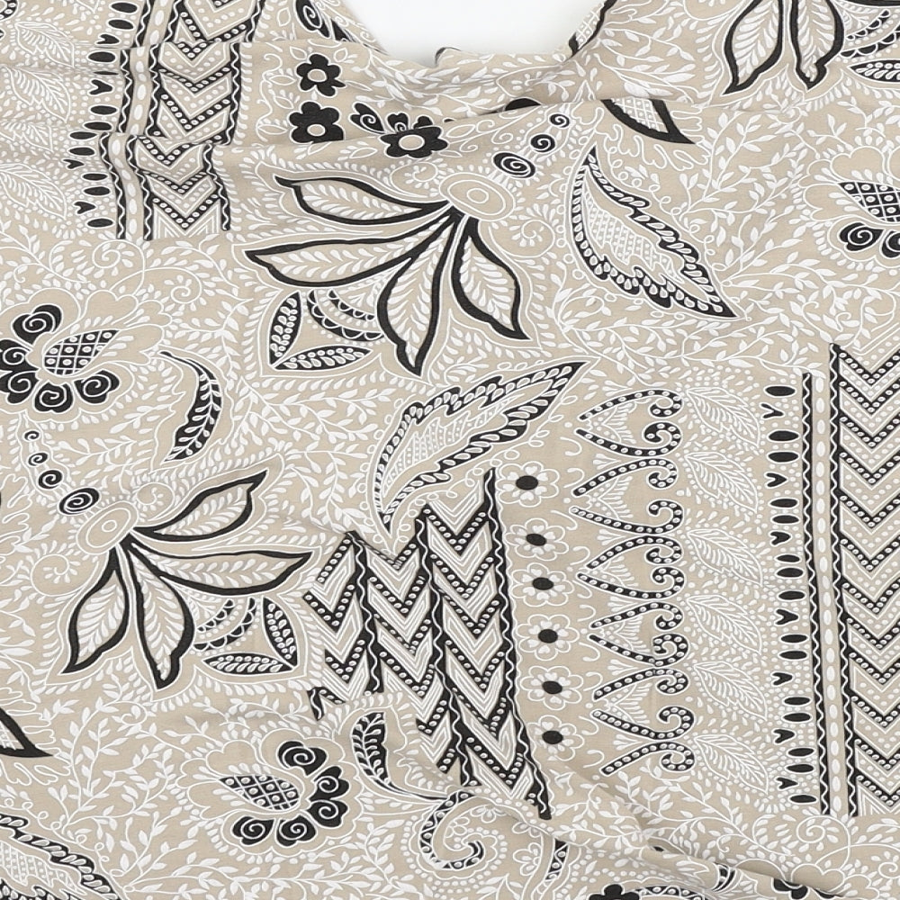 Saloos  Womens Beige Floral  Basic T-Shirt Size L