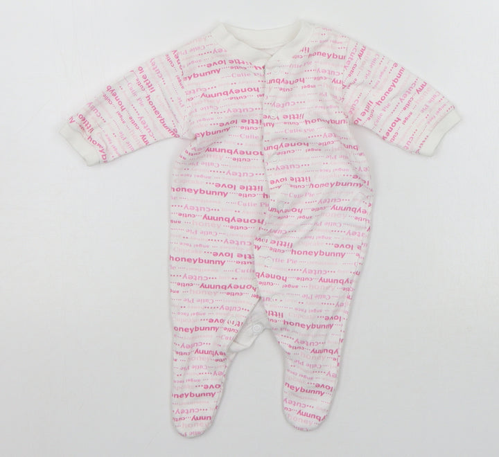 TESCO Baby White Geometric Babygrow One-Piece Size Newborn