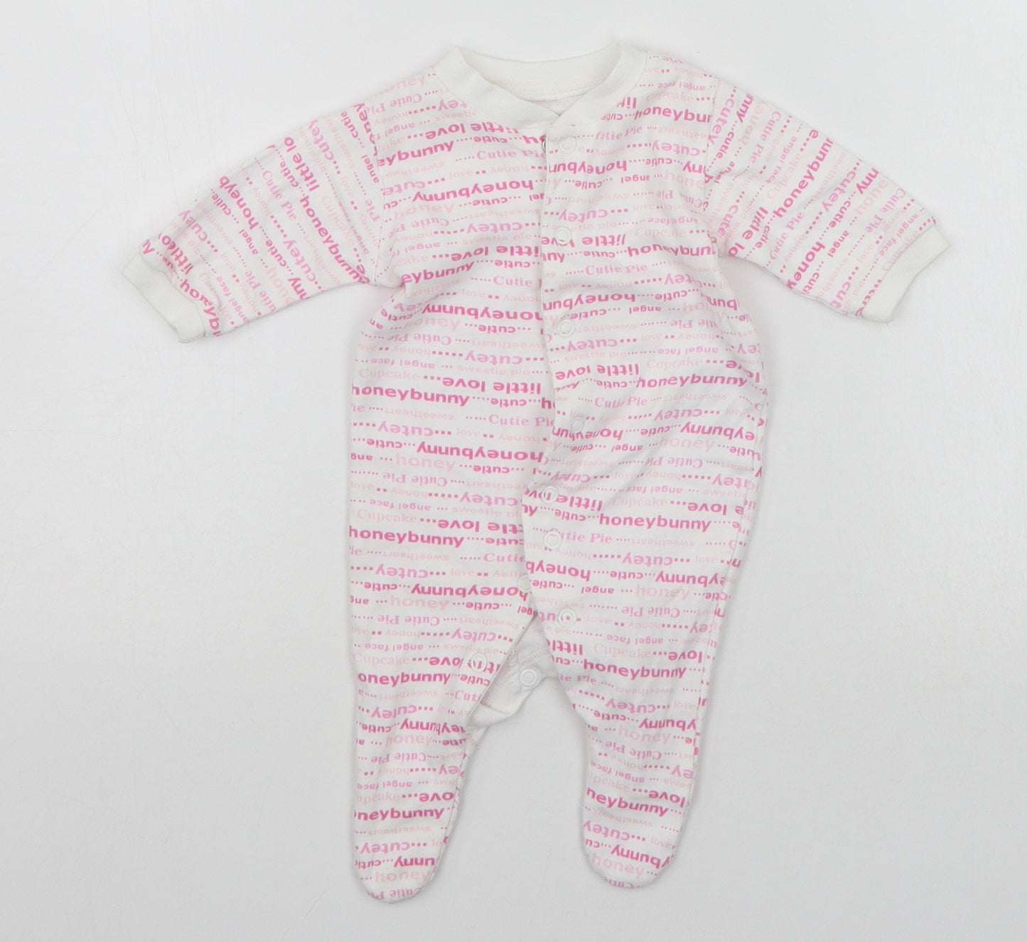 TESCO Baby White Geometric  Babygrow One-Piece Size Newborn