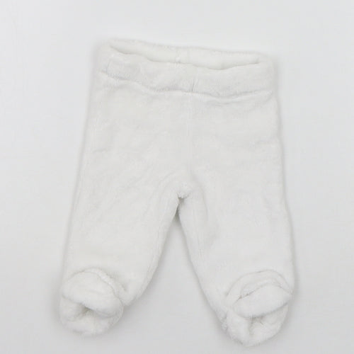 F&F Girls White   Jogger Trousers Size 0-3 Months