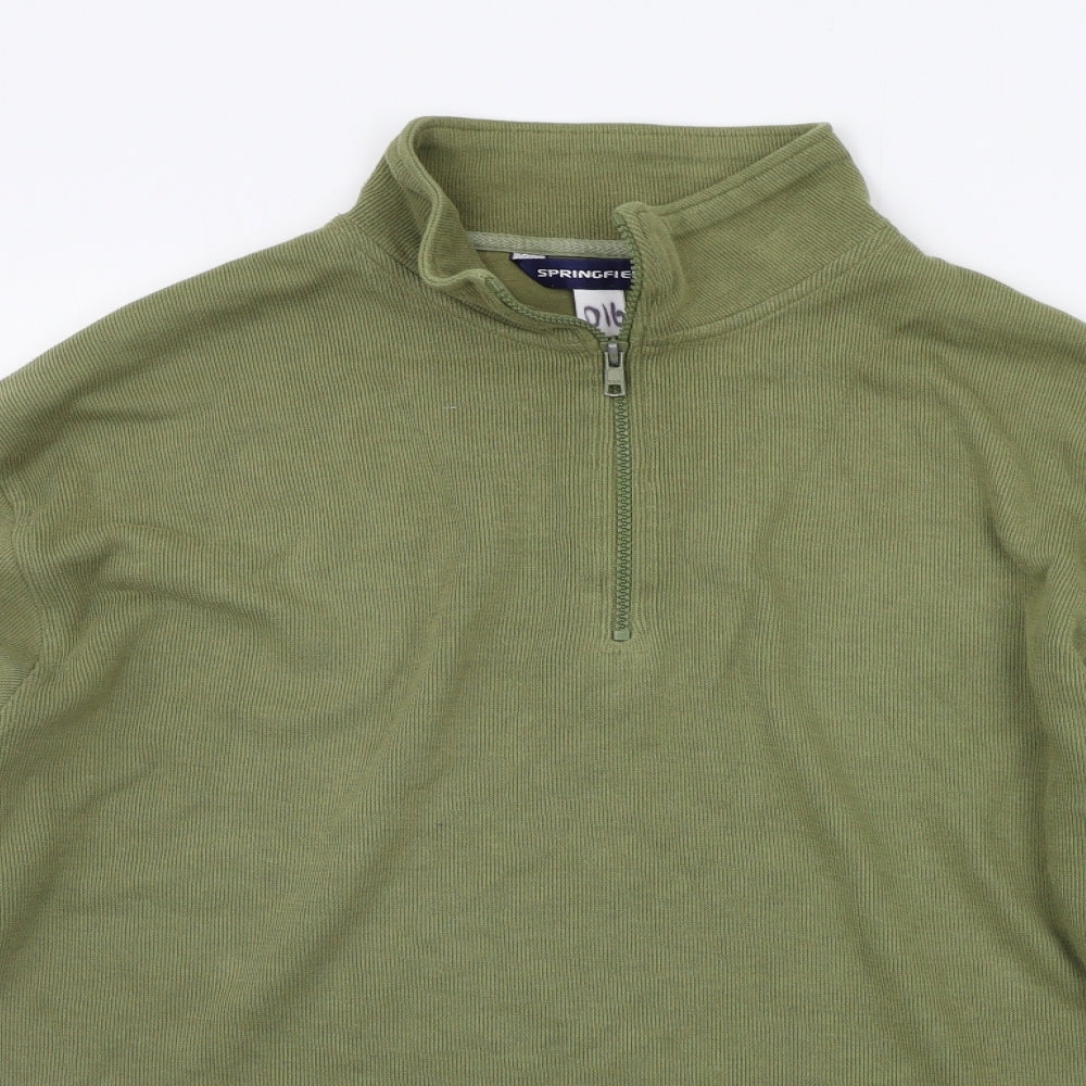 Springfield Mens Green Houndstooth  Pullover Jumper Size L
