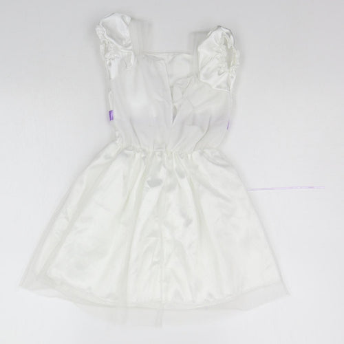 Preworn Girls White   A-Line  Size 3 Years  - Glitter Detail
