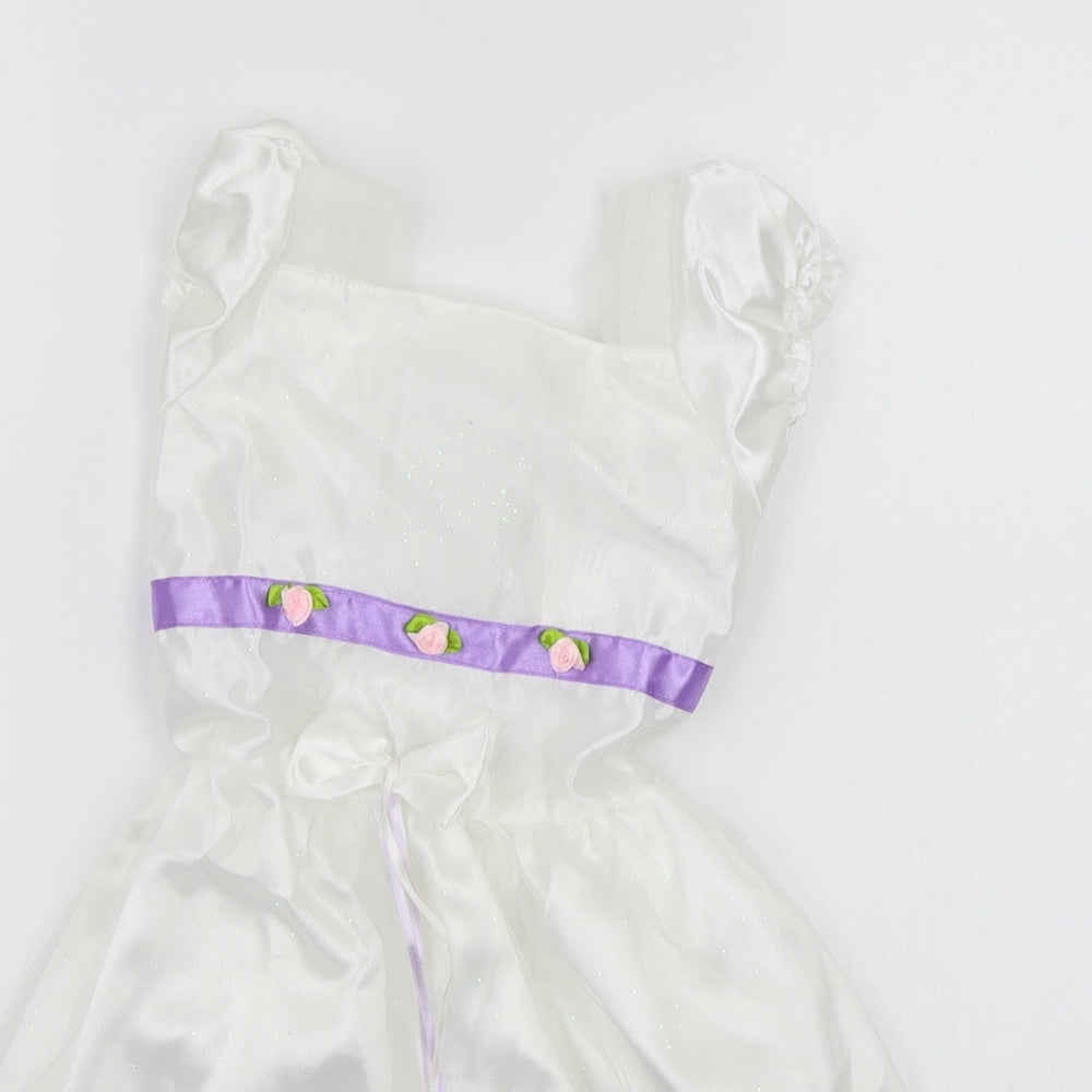 Preworn Girls White   A-Line  Size 3 Years  - Glitter Detail