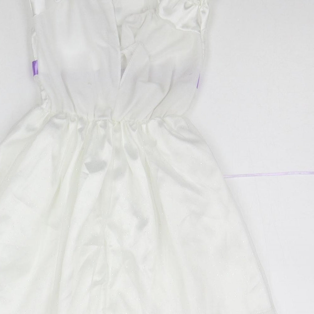 Preworn Girls White   A-Line  Size 3 Years  - Glitter Detail