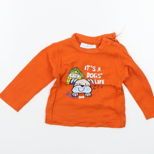 Earlydays Boys Orange Geometric  Basic T-Shirt Size 6-9 Months