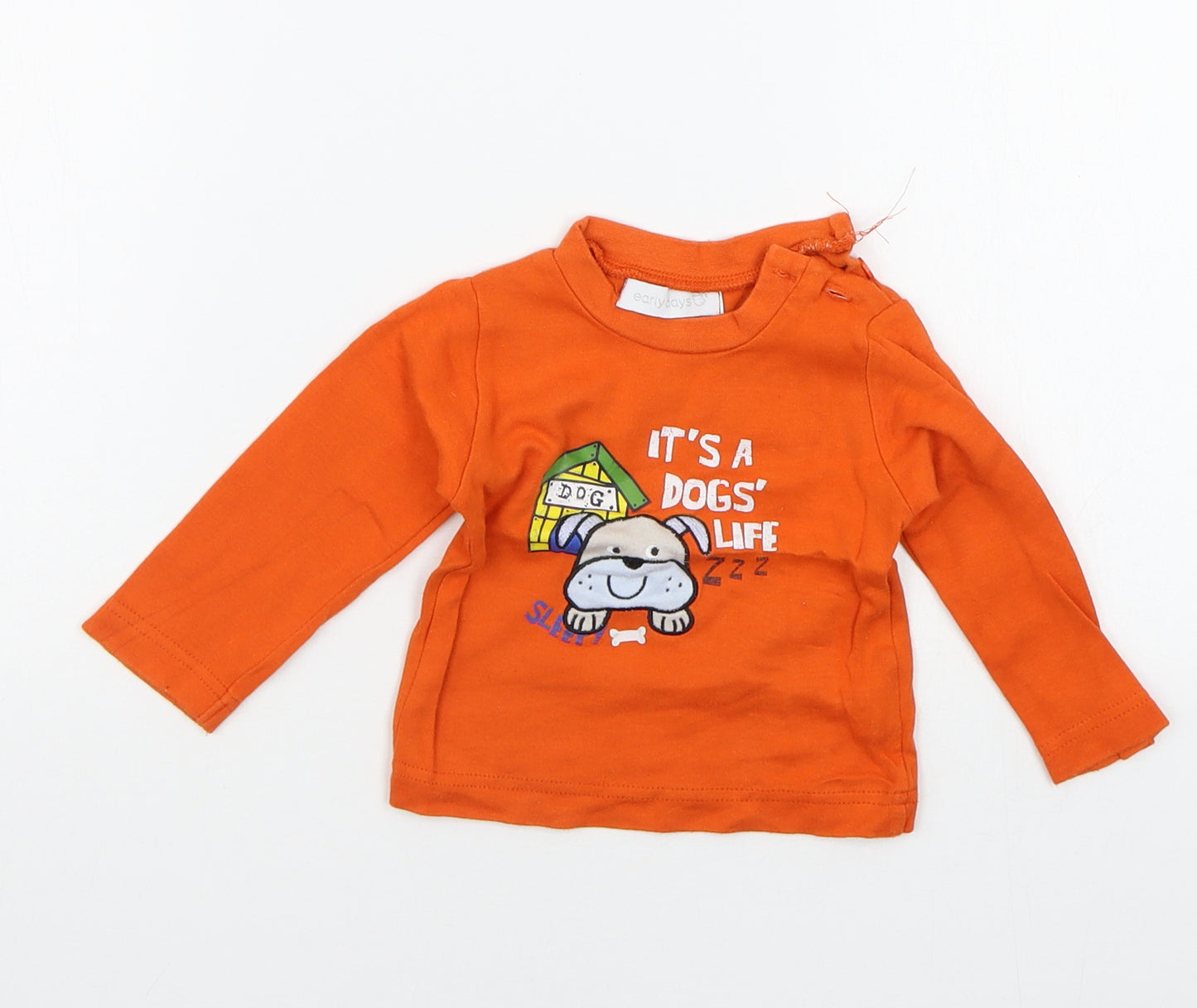 Earlydays Boys Orange Geometric  Basic T-Shirt Size 6-9 Months
