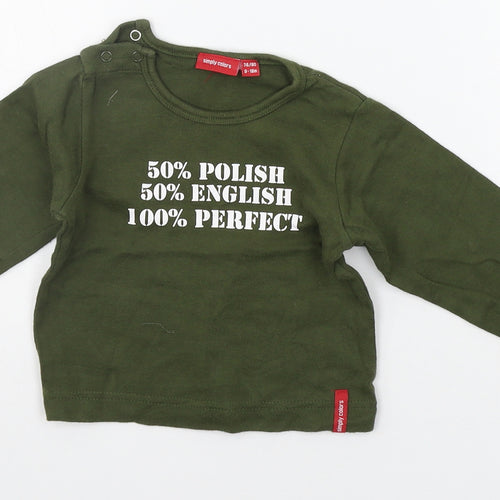 SIMPLY COLOURS Baby Green   Basic T-Shirt Size 9-12 Months