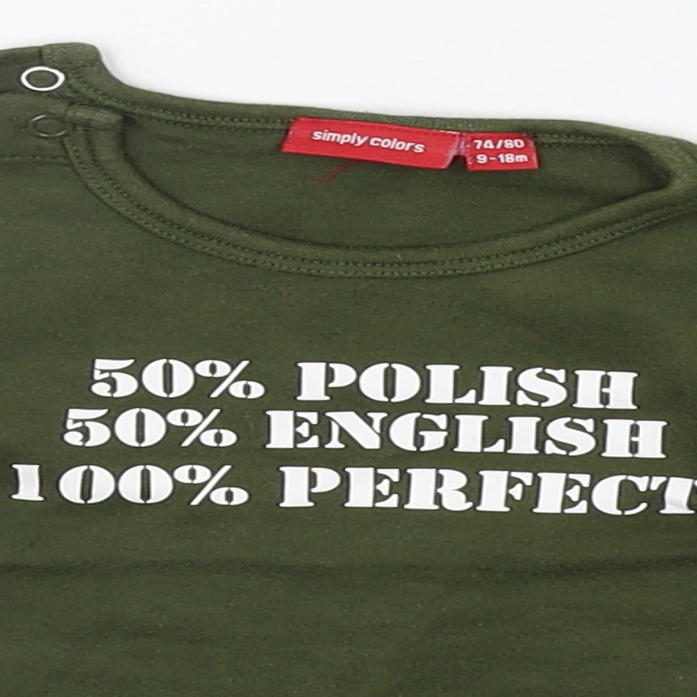 SIMPLY COLOURS Baby Green   Basic T-Shirt Size 9-12 Months