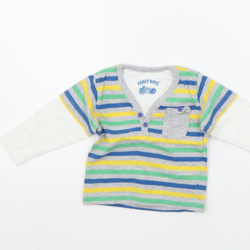 Earlydays Baby Multicoloured Striped  Basic T-Shirt Size 6-9 Months