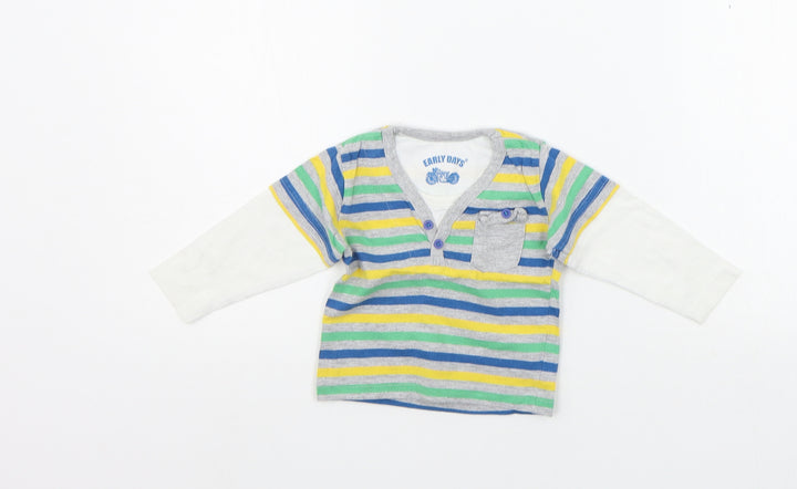 Earlydays Baby Multicoloured Striped Basic T-Shirt Size 6-9 Months