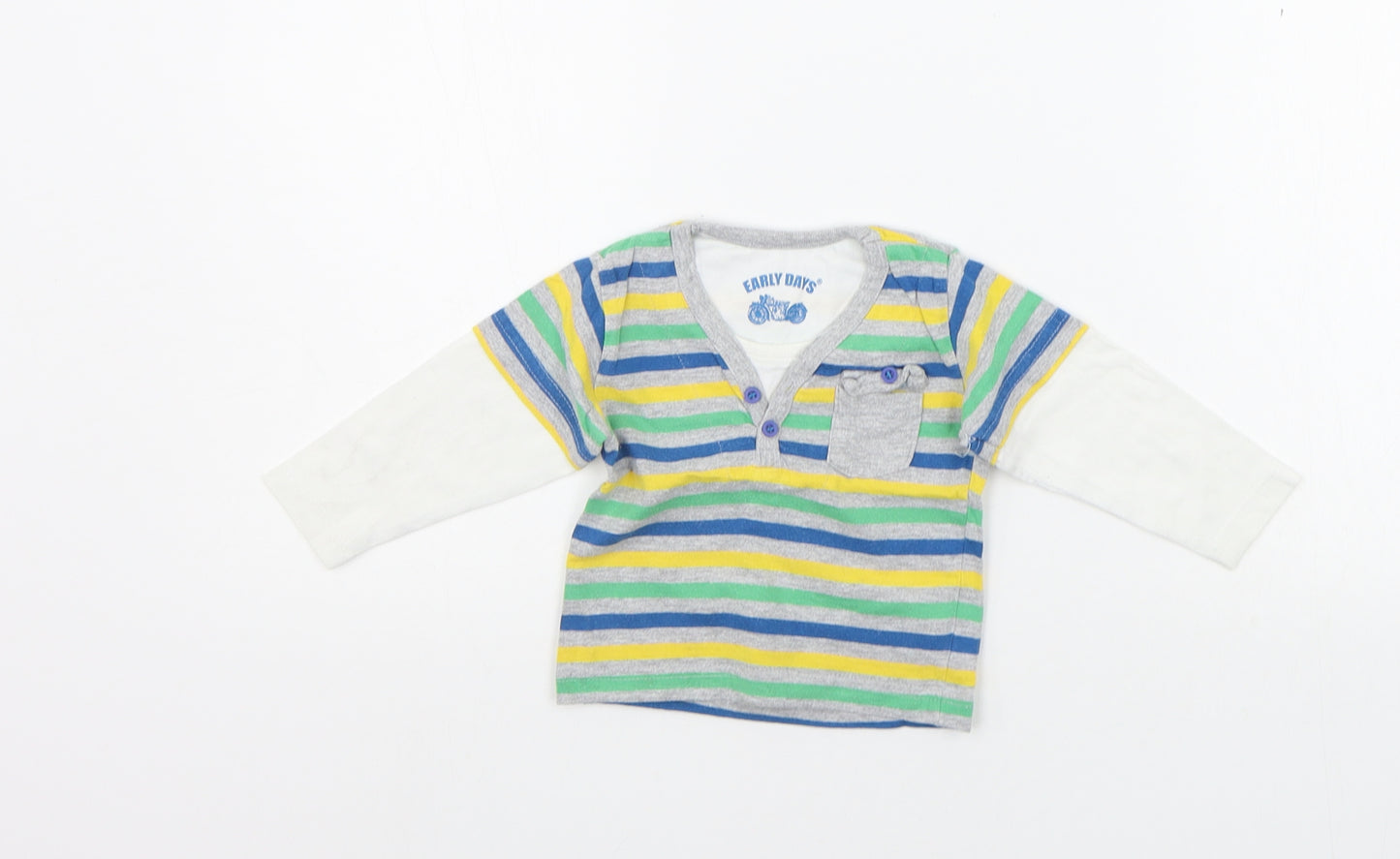 Earlydays Baby Multicoloured Striped  Basic T-Shirt Size 6-9 Months