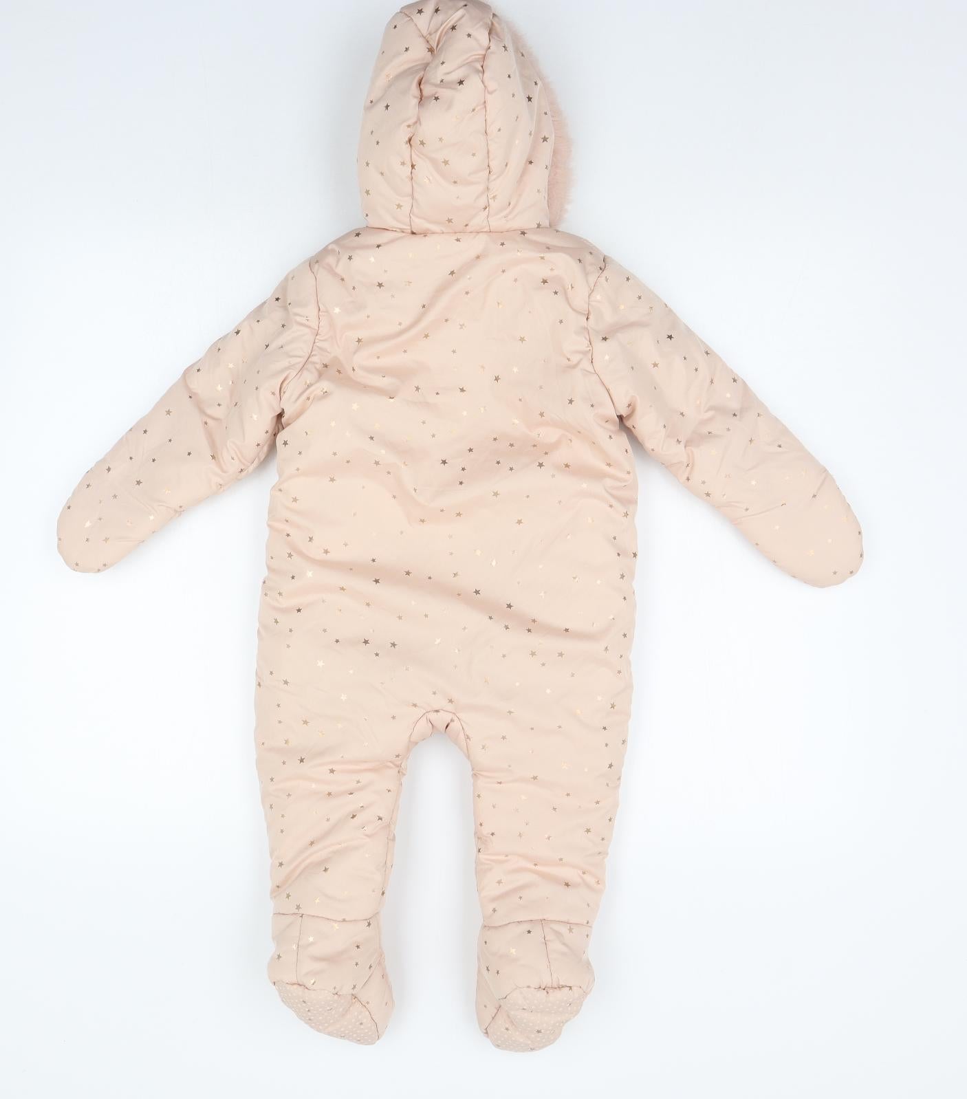 Primark Baby Pink Geometric  Babygrow One-Piece Size 12-18 Months  - faux fur