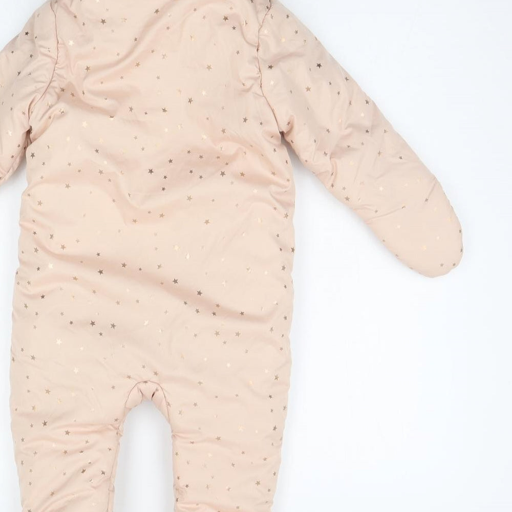 Primark Baby Pink Geometric  Babygrow One-Piece Size 12-18 Months  - faux fur