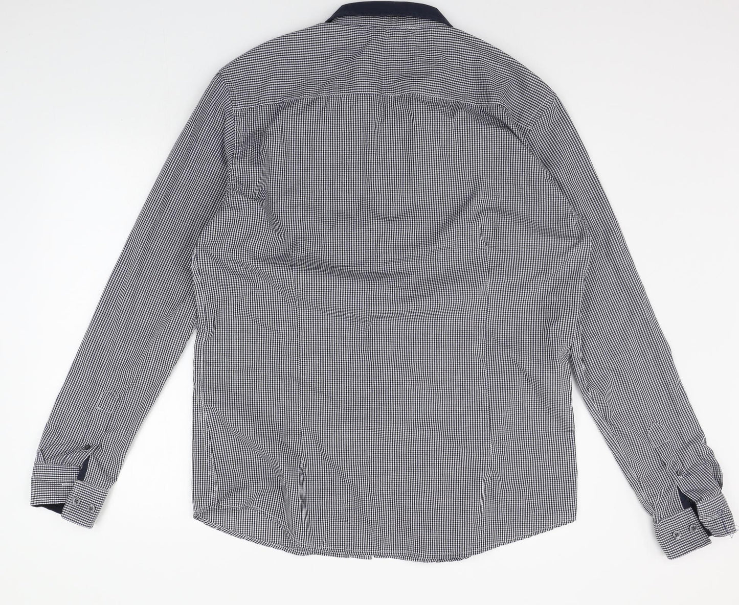 Retro Fire Mens Blue Check   Button-Up Size XL