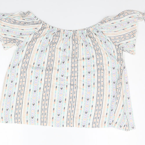 New Look Womens White Geometric  Basic Blouse Size 10