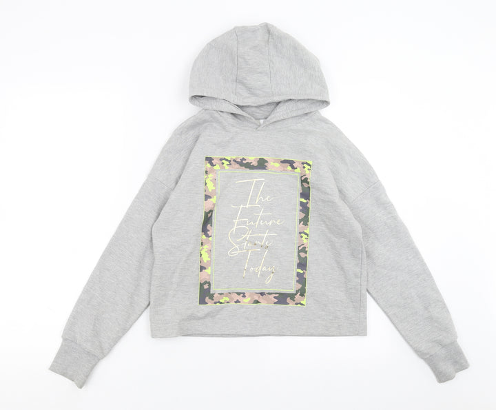 F&F Girls Grey Pullover Hoodie Size 11-12 Years - future starts today