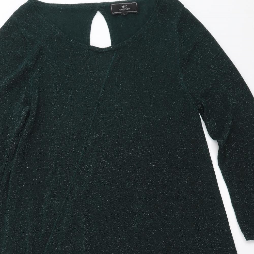NEXT Womens Green  Knit Pullover Jumper Size 14  - Asymmetric Hem