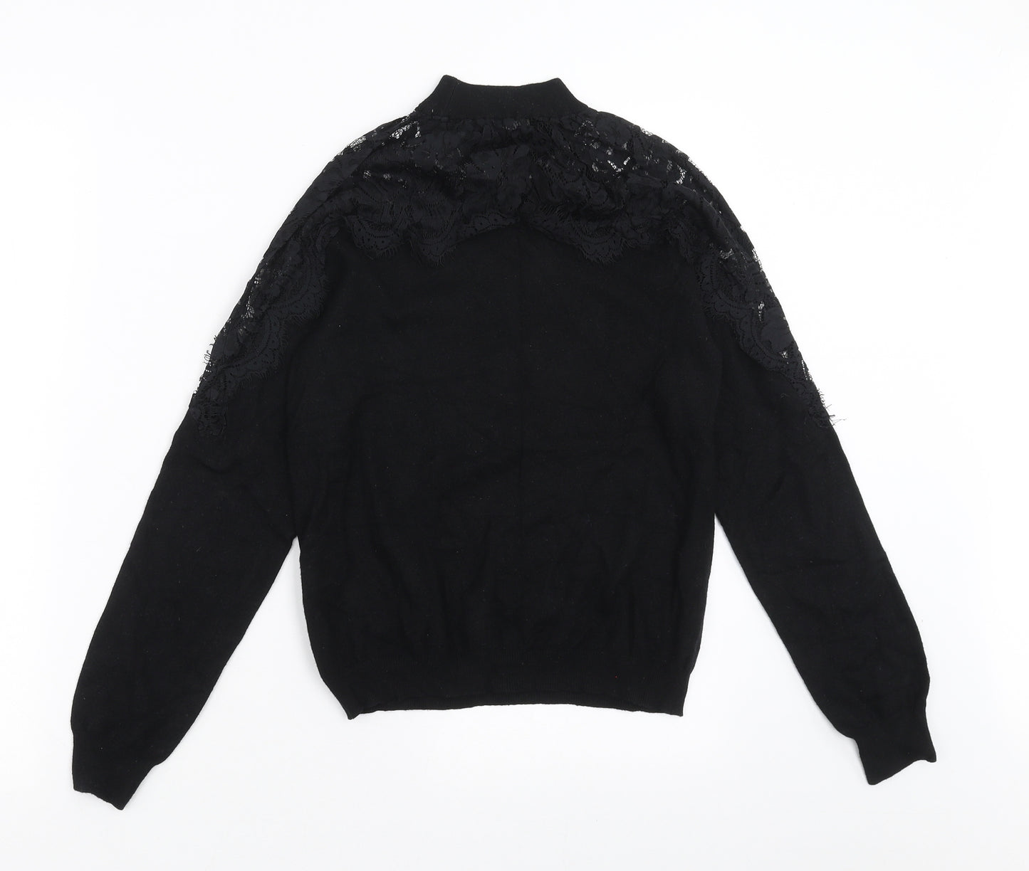 Primark Womens Black  Knit Pullover Jumper Size XS  - lace neckline detail