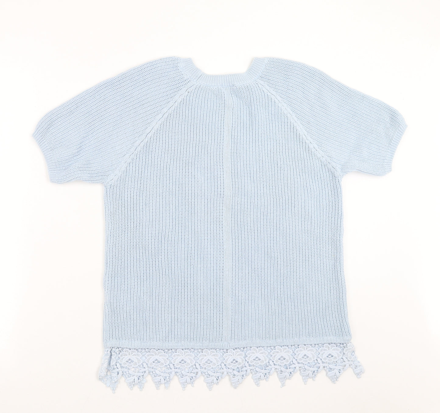 F&F Womens Blue  Knit Pullover Jumper Size 12  - crochet hem