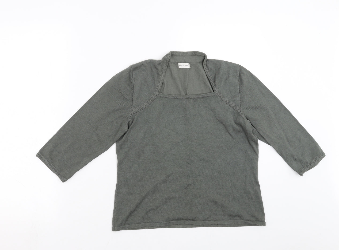 MINUET PETITE Womens Green  Knit Pullover Jumper Size M