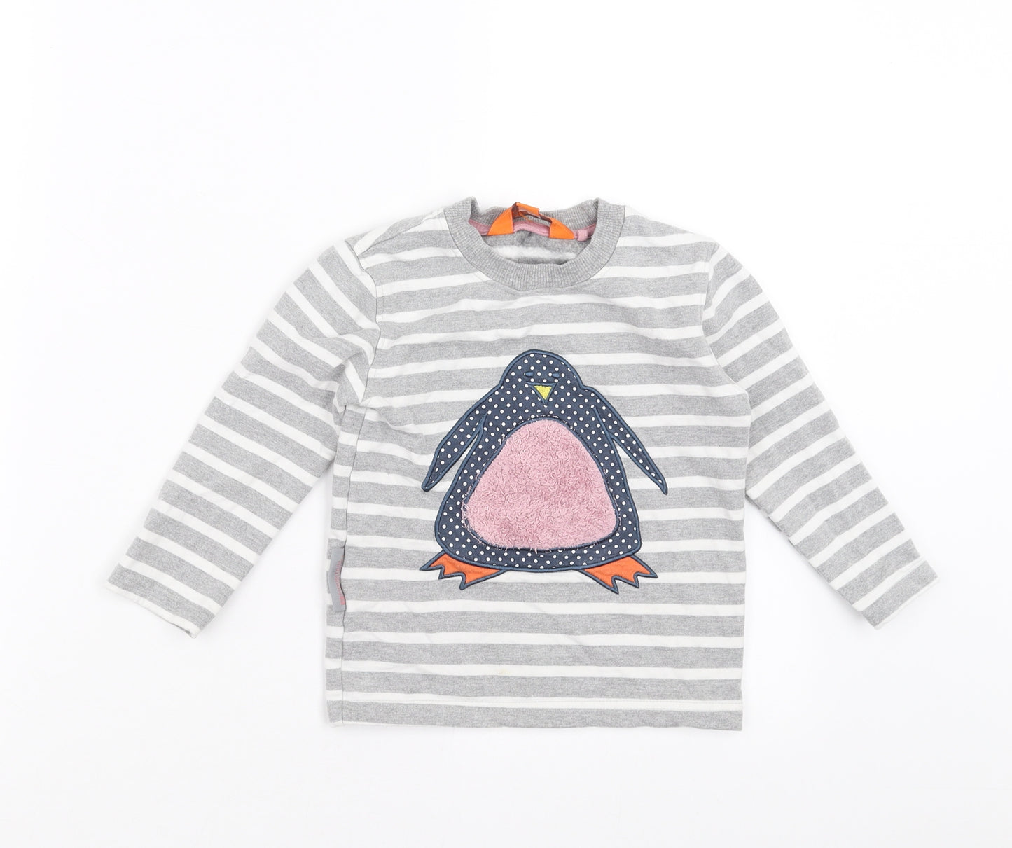 Mountain Warehouse Girls Grey Striped  Pullover Sweatshirt Size 3-4 Years  - penguin